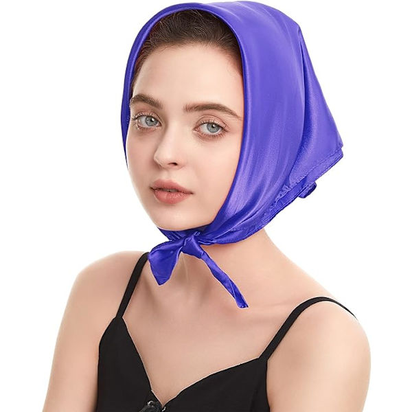 Silkefølelse tørklæde firkantet chiffon tørklæde ensfarvet bandana retro tørklæder til kvinder halstørklæde taske tørklæde