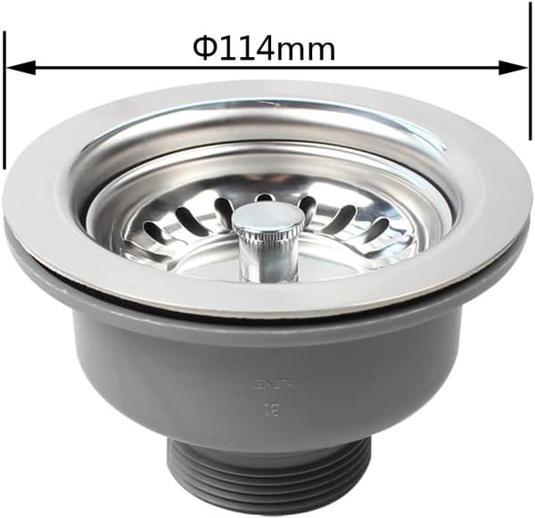 Rustfri vaskekurvsi, 114MM ventil til vask