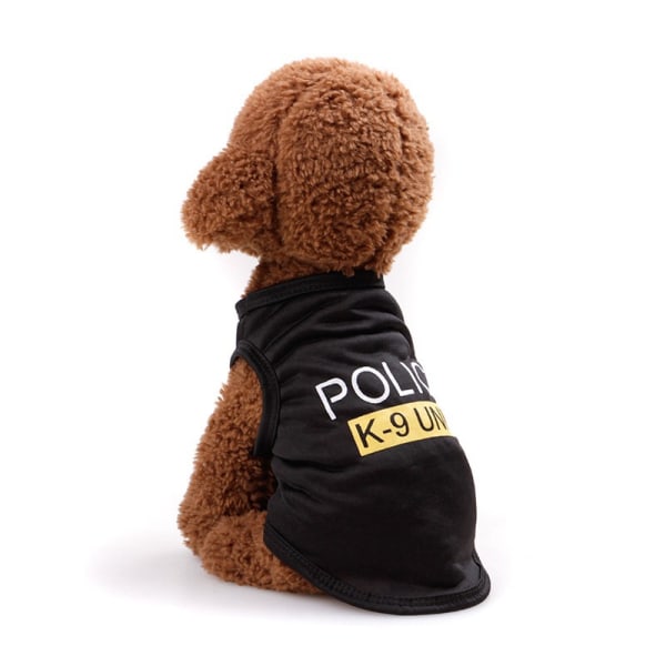 Parisisk kæledyr hund kat politi T-shirt broderet T-shirt, M