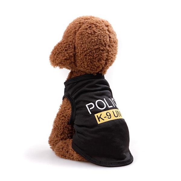 Parisisk kæledyr hund kat politi T-shirt broderet T-shirt, XS
