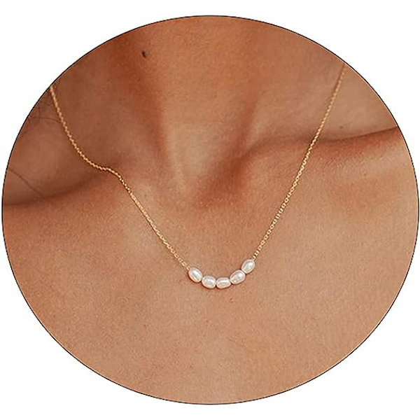 Fina pärlhalsband med hänge för kvinnor, 14k guldpläterad barockpärlhalsband, delikat odlad pärlhalsband, vardagliga smycken för presenter