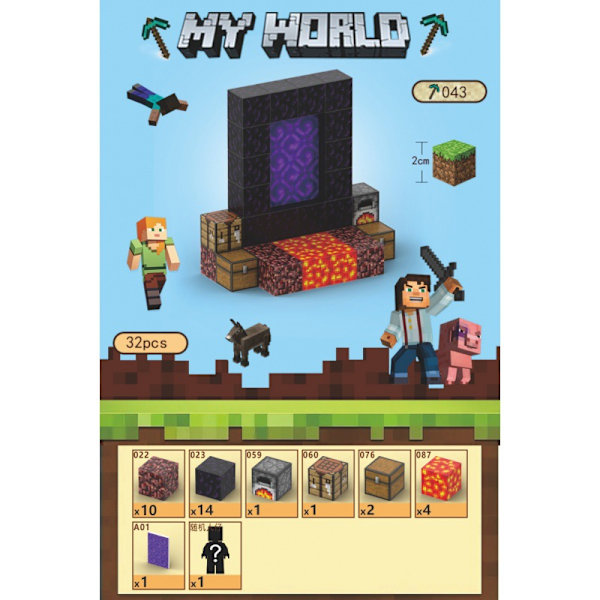 Minecraft Byggstenar Set Magnetiska Byggstenar Leksak Magnetiskt Brädspel T043-Hell's Gate-32 pcs
