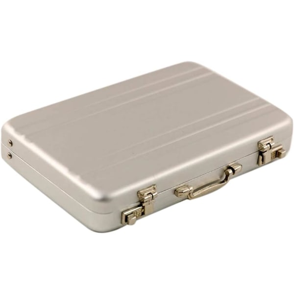 1/6 aluminiumslegering kuffert dokumentmappe Model miniature til tilbehør til dukkehus - sølv