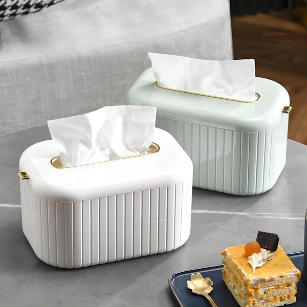 Nordisk stil vægmonteret tissueholder, tissueboks, toiletpapirholdere, tissueholder med låg til badeværelse, soveværelse, spisebord, kontor (grøn)