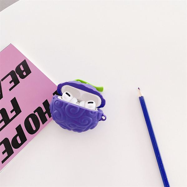 AirPods 3 Fodral Trendig Design Cover för Söt Cartoon 3D Kawaii Kul Mjuk Designer Mode Cool Unik Vacker för Flickor Pojkar Tonåring Girly Lila Frukt