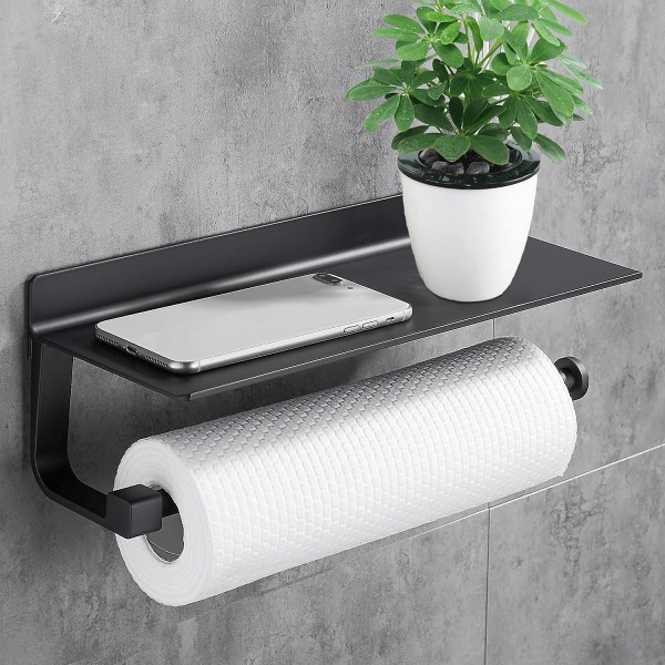 Paper Towel Holder Paper Towel Holder Dispenser Kitchen Accessories Matte Aluminum Free Punch Black Kitchen Paper Holder