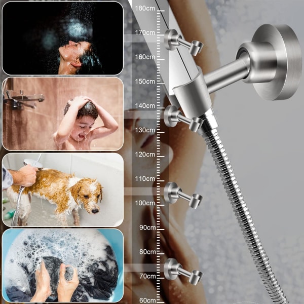 Glidande duschhuvudhållare för 18 x 30 mm spår - rektangulär, fyrkantig utbytbar handduschhållare, krom ABS-duschhållare för badrum