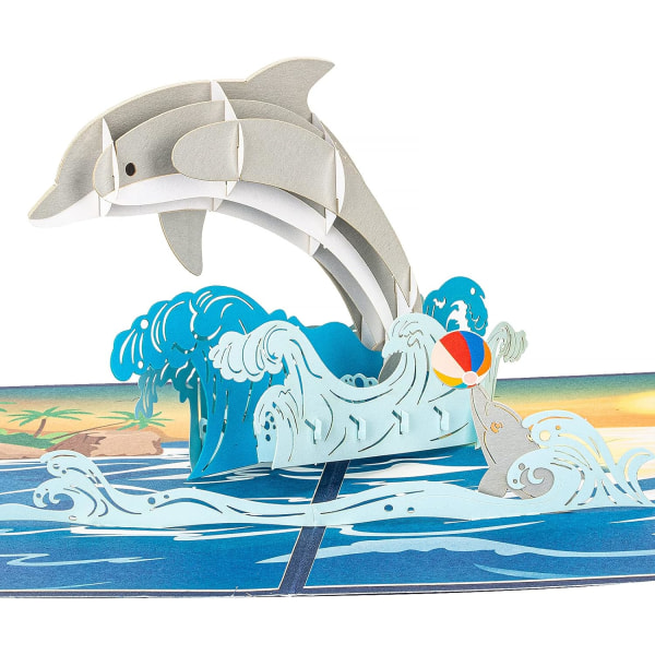 Dolphin Pop Up-kort, handgjorda 3D-fiskkort, födelsedag fars dag, för barn Kvinnor Mamma Pappa Pojke Flicka Man Hustru Son Dotter Alla tillfällen