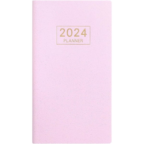 2024 Fickplanerare/Fickkalender, vecko- och månadsplanerare från januari 2024 till december 2024, Agendaplanerare och organizer(rosa, 2 st)
