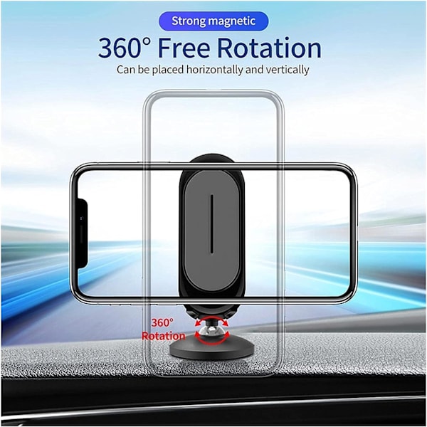 Biltelefonhållare 360° Justerbar Instrumentpanel Universell Magnetisk Telefon GPS Navigation Bank Biltillbehör 2st (Färg: Silver)