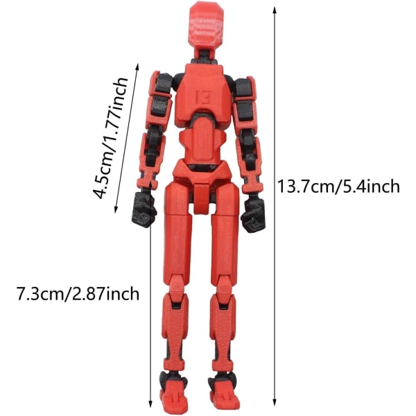 3D-tulostettu ihmiskehon mallilelu, moninivelinen liikkuva robotti, PVC-malli, työpöydän koriste, muuntava toimintahahmo, valkoinen
