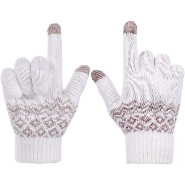 Winter Gloves, Winter Gloves Warm Touchscreen Non-Slip Super Soft Knitted Gloves Sports Winter Gloves Bike Cycling Motorcycle Gloves ,White