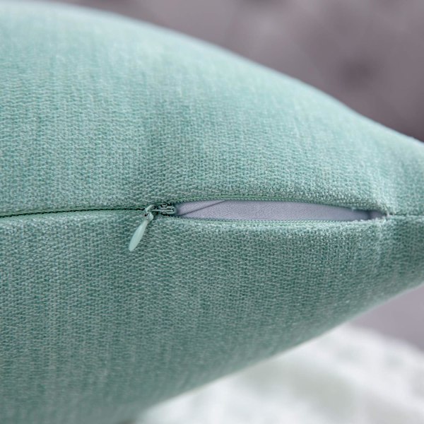 Mintgrønne putetrekk 20x20 tommer sett med 2 solide rustikke pynteputer til gårdshus Kvadratisk putetrekk til hjem sofa sofa dekorasjon