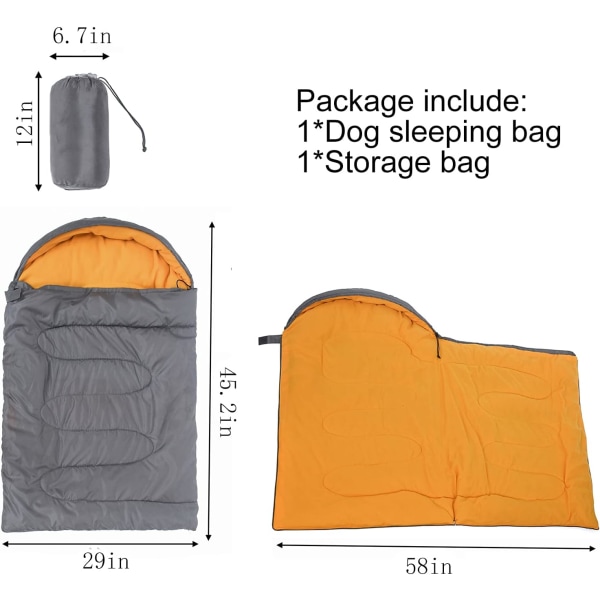 Hundesovepose, Stor Hundesovepose, Vannbestandig Varm Kjæledyrseng Matte Pude med Oppbevaringspose for Reise Camping Fotturer Ryggsekk, D