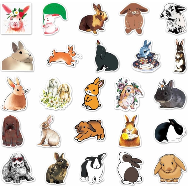 Cute Rabbit Stickers for Water Bottle,Waterproof Vinyl 50pcs Stickers for Laptop Computer Phone Bumper Skateboard Luggage Stickers for Teenager Kids