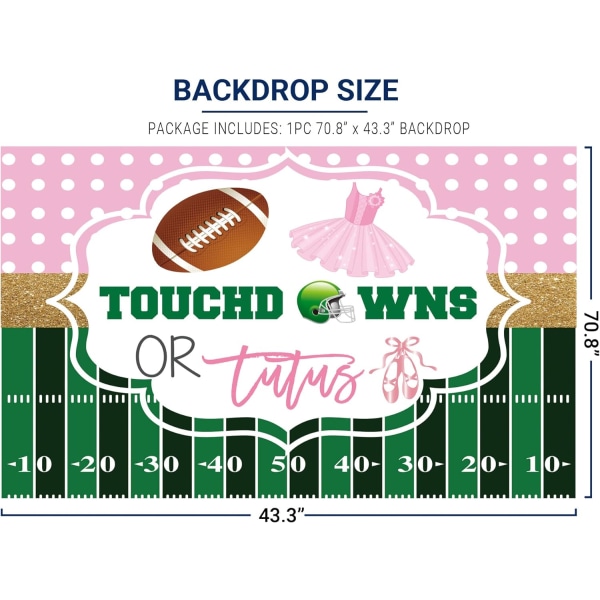 Touchdowns eller Tutus Gender Reveal Baggrund Dreng eller Pige Han eller Hun Pink eller Blå Prins eller Prinsesse Baby Shower Baggrund Banner Dekorationer