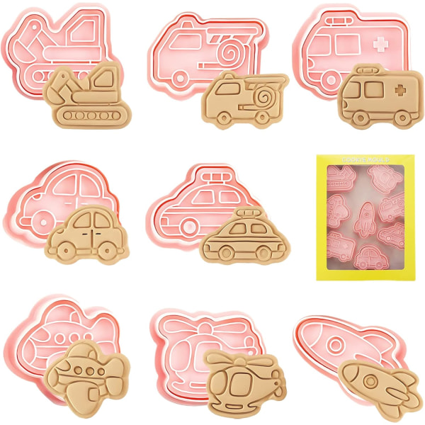 Biscuitformssæt, 8 stk. børnecookieform, 3D-biscuitform, plastikcookieform, 3D-julecookieform, biscuitform