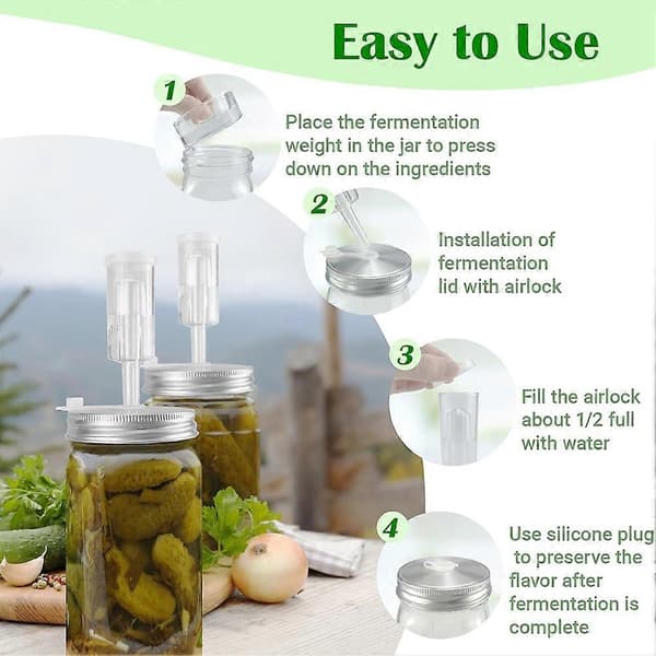 32 Oz Mason Jar Fermentation Kit, Fermentation Jar, Fermentation Lid, Fermentation Weights and Air Lock