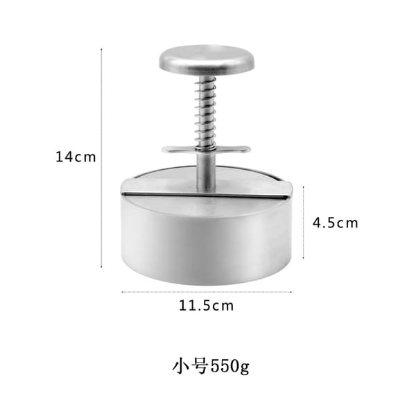 Hamburgerpresse i rustfritt stål, manuell, non-stick
