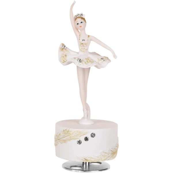 Balerina Pyörivä musiikkilaatikko Figuriini, valkoinen ja vaaleanpunainen balettitanssijan musikaalilaatikko, naisten syntymäpäivä (valkoinen)