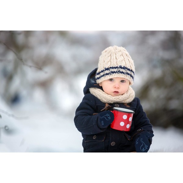 Toddler Lasten Rukkaset Talvi lämmin vuorattu fleecekäsineet Vedenpitävä Snow Baby Rukkanen pojille Tytöille, Sininen,S