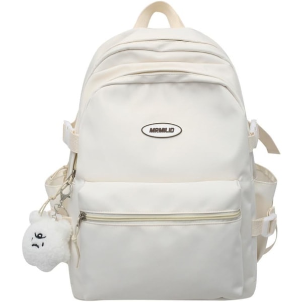 Kawaii Ryggsäck med söta tillbehör Estetisk 15,6 tums ryggsäckshänge för bärbar dator (vit)