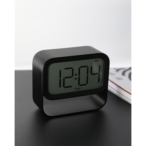 Digital väckarklocka med timer, liten sängklocka, svart, dimbar, timer, reseväckarklocka, snooze-funktion, två alarm
