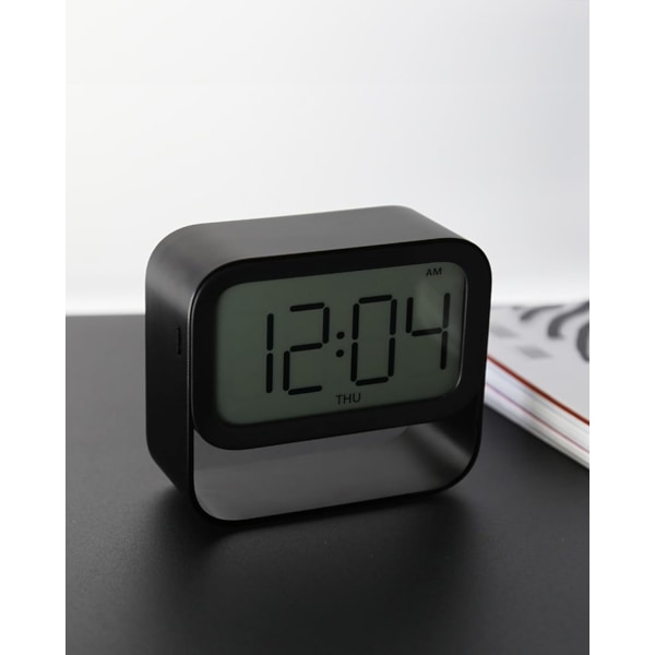 Digital väckarklocka med timer, små sängklockor, svart, dimbar, timer, reseväckarklocka, snooze-funktion, två väckare