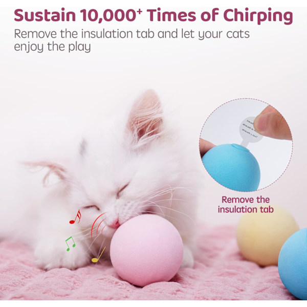 Chirping Cat Toys Balls with Silver Vine Catnip, 3 Pack Fluffy Interactive Cat Kicker, 3 Lifelike Animal Sounds, Kitty Kitten Catnip Exercise Toys