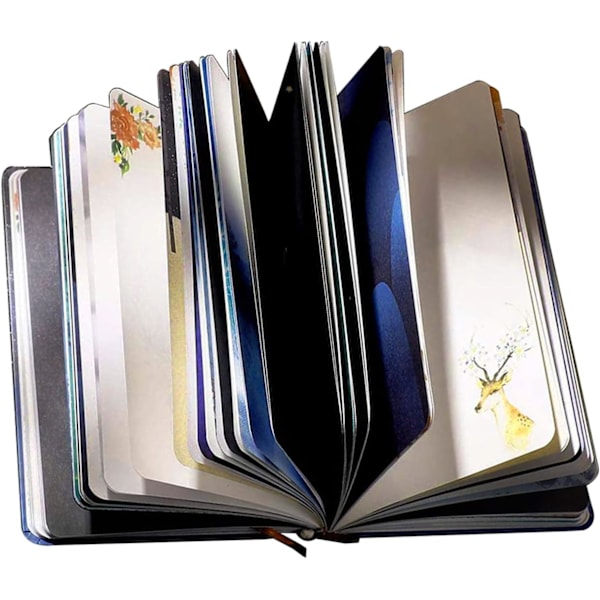 Farverig tom notesbog Hardcover skrivejournal Vintage stjernehimmel elg Scrapbooking ulinjeret notesblok gave personlig dagbog til kontor hjem skole (B)