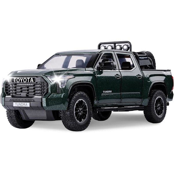 Tundra Lastbil Legetøj Off-Road Pickup Legetøjsbiler Diecast Metal Store Lastbiler med Lys og Lyd Træk Tilbage Modelbiler Fødselsdagsgave til Børn, Grøn