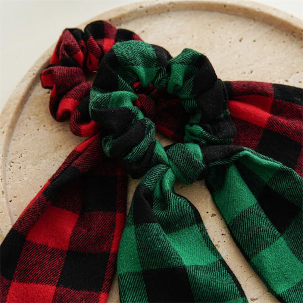 Julrutig hårscrunchies rosett rutig rutig hårslips rep jul buffelrutig hårscrunchies BHC60 (B3-grön röd)