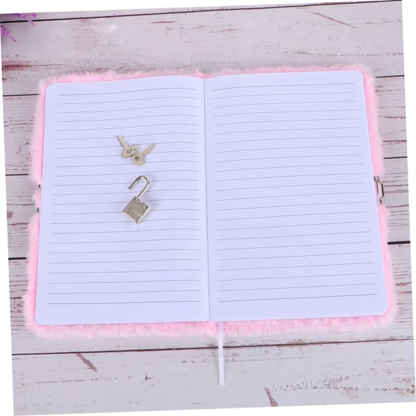 Fuskpäls anteckningsbok resepresent för flickor Notebook plysch dagbok Söt rosa anteckningsbok Slitstark plysch bok tidning tidning med lås djur