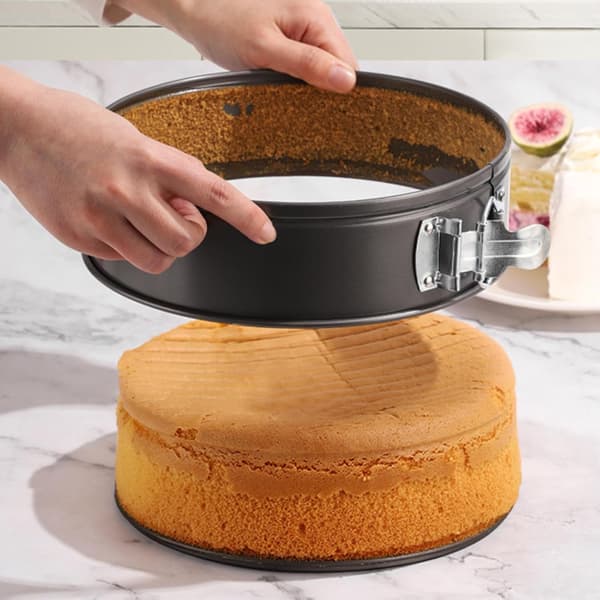 3 stk Runde Springformer, 12/18/22cm Runde Kakeformer, Non-Stick Sett Rustfritt Stål Springformer Avtakbar Bunn