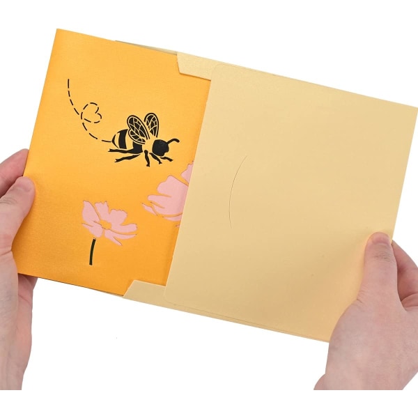 Pop Up Honey Bee-kort,Honey Bee 3D-hilsenskort,For morsdag, Vår, Tenker på deg, Takk, Sympati, Bryllup, Jubileum, Alle anledninger
