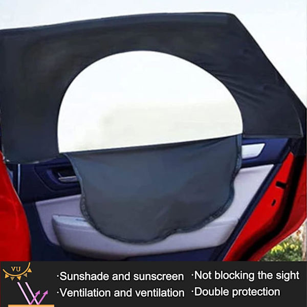 Palat Extendable Car Sun Shade UV-suoja, Sivuikkunan aurinkosuoja, Yleismaailmallinen Car Sun Shade Net Sopii (Takalasi vetoketjulla)