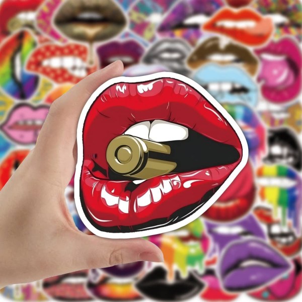 50-pak sexede læbeklistermærker Vandflaske Notebook Biltelefon Guitar Skateboard Kiss Stickers Vinyl Vandtætte Decals Til Teenagere Voksne