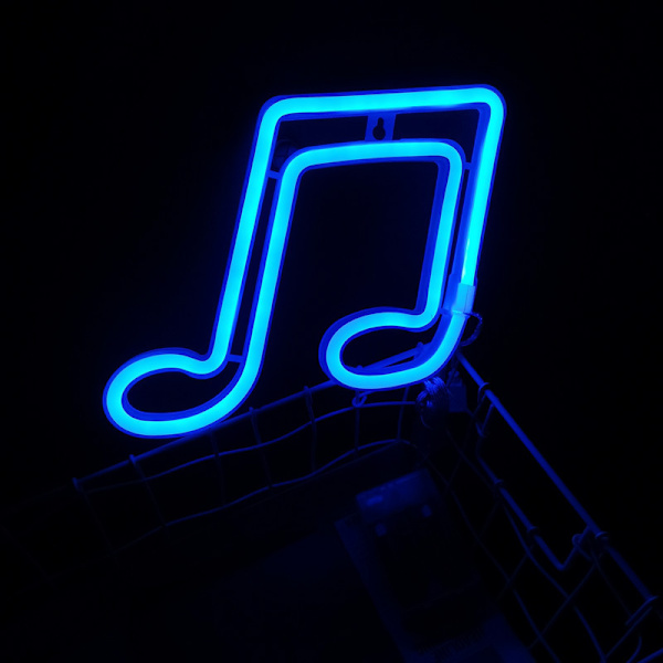 Väggdekor LED Musiknotformade Neonljus Dekorativ Nattlampa för Födelsedagspresent Sovrum Vardagsrum Barnrum Festdekoration (Blå)
