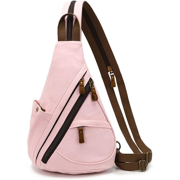 Canvas Sling Bag - Liten Crossbody Ryggsäck Axelväska Casual Dagryggsäck för Män Kvinnor