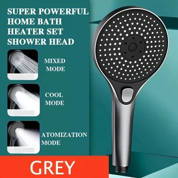 Højtryks brusehoved - Stort panel, trykforstærket superkraftig regnbruser til badeværelset grå gray