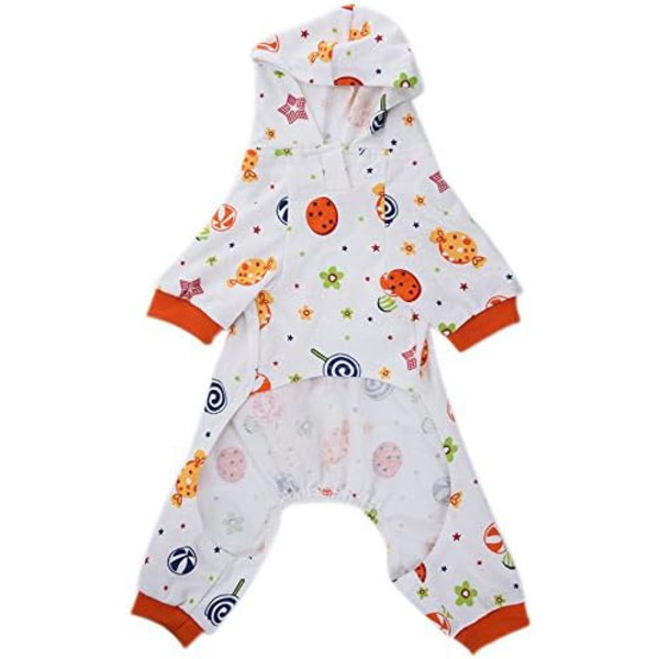 Hundepyjamas for innendørs og utendørs Turtleneck Love Pattern Komfortable Valpepyjamas Myk Jumpsuit Skjorte Beste Gave 100% Bomull Frakk (M, 30 Candy)