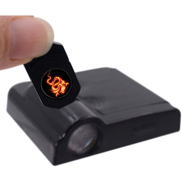 Billedørlys 2 stk Nemt installeret Velkomstlaserprojektor Pastable Led-logolys Hulfri Magnet Sensor Ghost Shadow Lamp Logos (Fire Dragon)