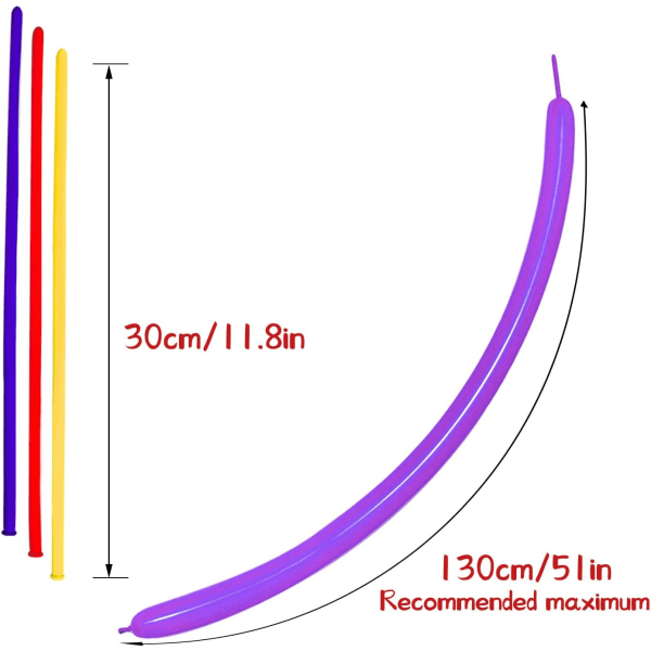 Lilla 100 stk lange ballonger Lilla modellering Lange magiske ballonger Fortykning Latex Vridning DIY Dyreballong for festdekorasjon