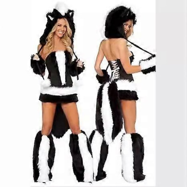 Sexig Jul Dam Kostym Cosplay Stor Svans Varg Cosplay Party Maid Frestelse Jultomte Tvådelad Kostym Panda Cat Girl Costume