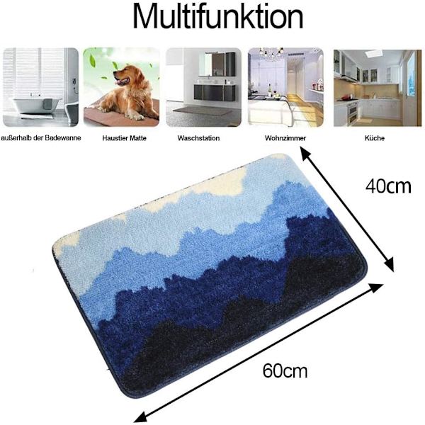 Liukumaton mikrokuitukylpymatto, pestävä, pehmeä ja imukykyinen (sininen, 40_x_60_cm)
