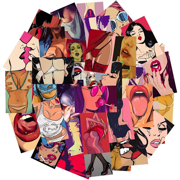 50 stk. Sexede pige anime klistermærker bikini kort skønhed hentai charmerende forførende ucensureret klistermærke til vandflaske kuffert skateboard bærbar dekoration