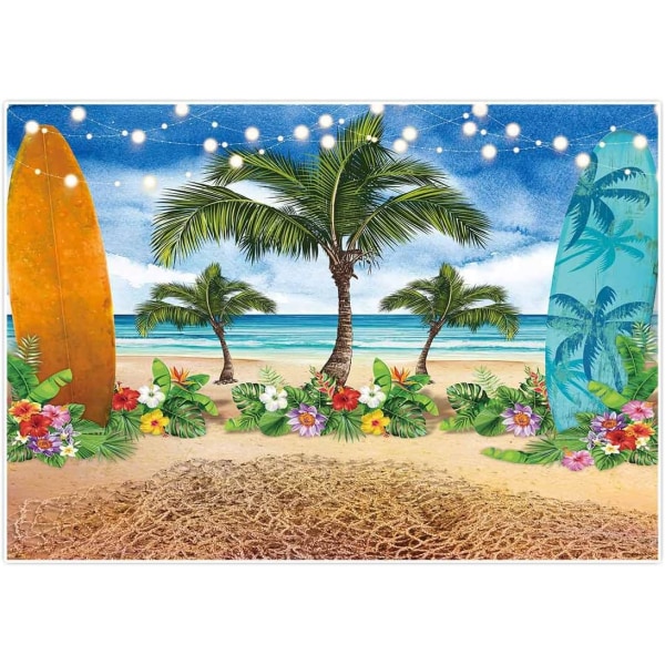 Summer Beach Ocean Photography Backdrops Blue Sky Seaside Surfboard Tropical Palm Trees Luau Kids Girl 1st Birthday Party Decor Baby Shower 6x4ft