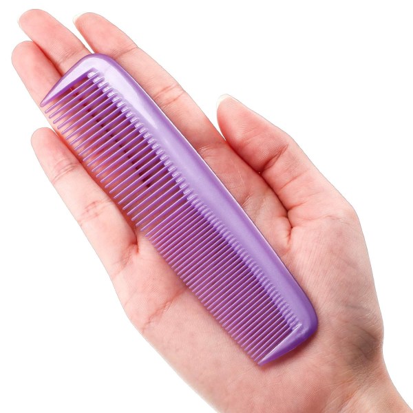 12 stykkers hårkammersett Lomme finplast hårkam for kvinner og menn, fin dressing kam (lilla)