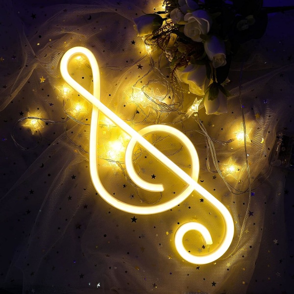Musiknotsformade neonljus Musiknoter Kreativ belysning till jul Bröllopsfödelsedagspresent Pub Barnrum Vardagsrum-Varm vit