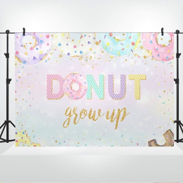 7x5ft Grow Up Birthday Party Backdrop Colorful Desserts Confetti Photo Background Girl Princess Happy 1st Birthday Banner Sweet Donuts Photo Backdrop